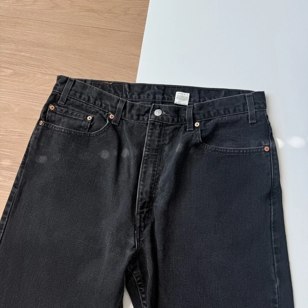 Levis 505 Regular Fit Straight Leg Jeans Faded Black Denim Mens 36x32 Cotton